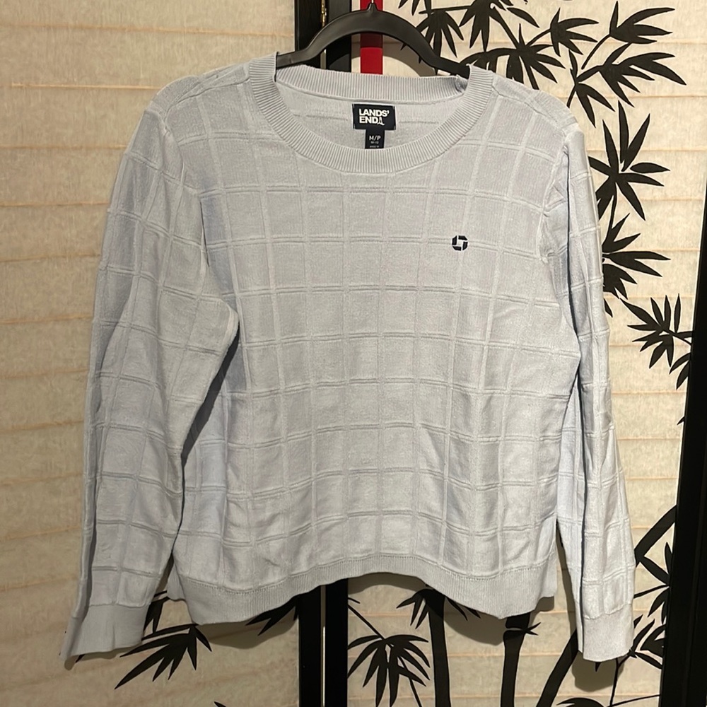 Chase Bank baby blue square knit sweater